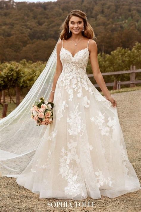 This Sophia Tolli Y22051 Nikita A Line Bridal Gown Is Crafted In Lace
