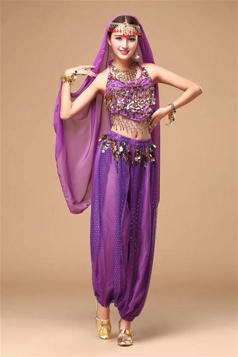 Luxurious Shiny Belly Dance Costumes Stage Performances Indian Sari Dress Set Orientale Indian