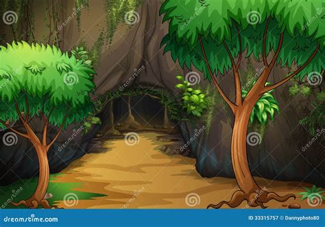 Una Cueva En El Bosque Ilustración Del Vector Ilustración De Regalo