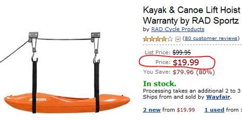 In this weeks video i show the process i went through to create an easy kayak hoist system. Kayak & Canoe Lift Hoist Kayak For Garage Lifetime Warranty $19.99 (was $99.99) - A Thrifty Mom ...
