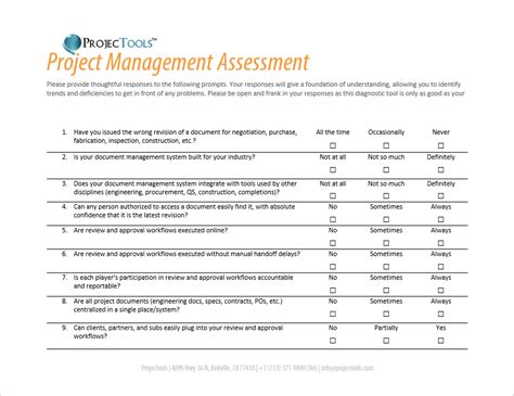 Project Management Assessment Projectools