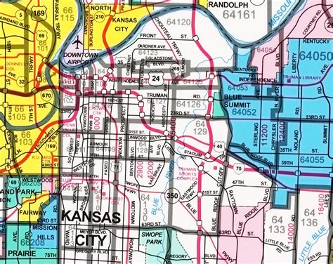 Kansas City Principal Streets And Zip Codes Map Gallup Map