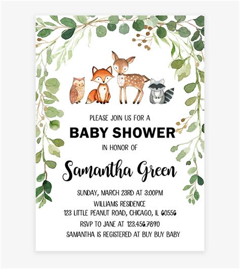 Woodland Baby Shower Invitations Girl Woodland Baby Shower Invitation