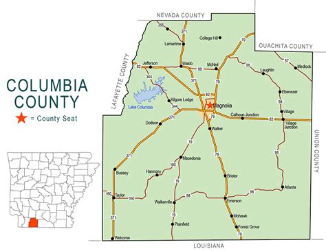 Columbia County Map Encyclopedia Of Arkansas