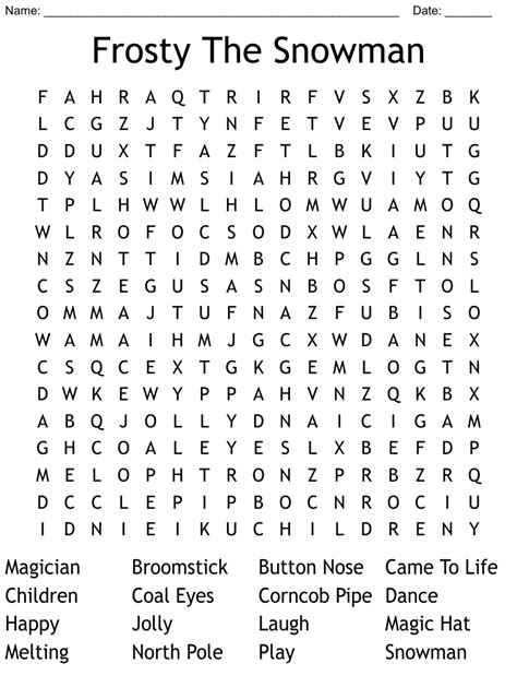 Frosty The Snowman Word Search Wordmint