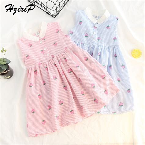 Hzirip New 2018 Summer Dress Kids Clothes Cotton Strawberry Print