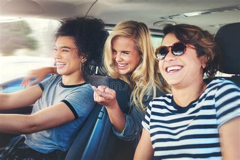 Were Out Chasing A Good Time Girlfriends Out On A Road Trip Together Stock Image Image Of