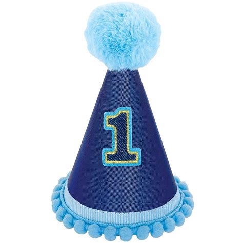 Metallic Blue 1st Birthday Party Hat 4 12in X 7in Birthday Party