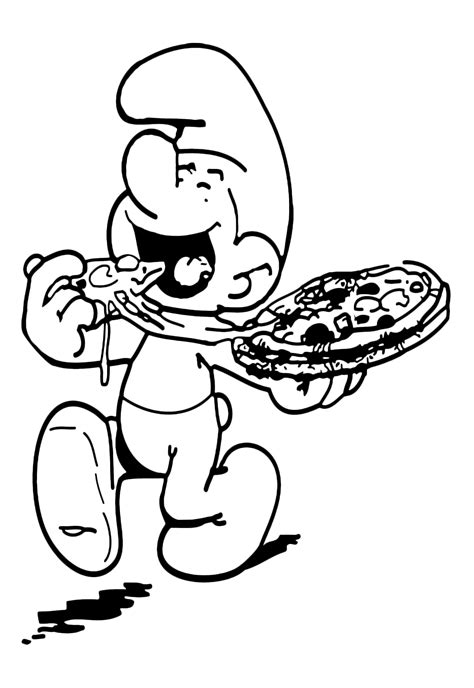 The Smurfs - Greedy Smurf eats a pizza