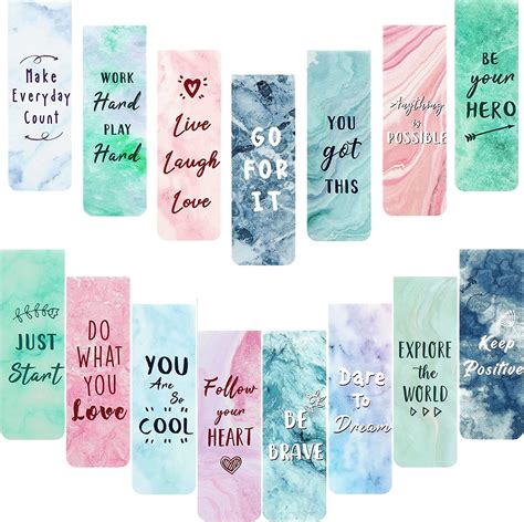 30 Pieces Inspirational Quotes Marble Magnetic Bookmarks