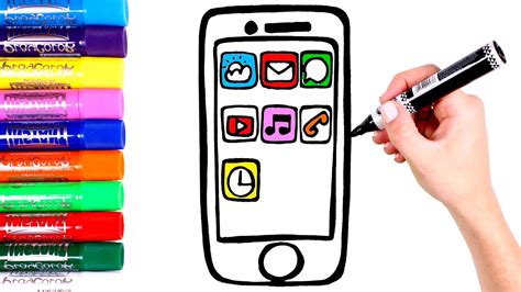 Dibuja Y Colorea Un TelÉfono MÓvil Con Apps 📱🌈vídeos Para Niños Youtube