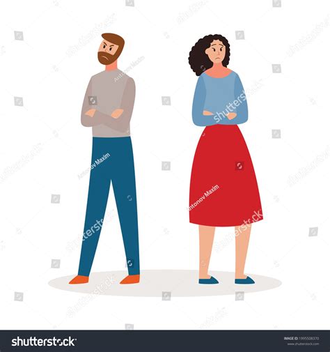 Angry Couple Standing Back Back Looking Stock Vector Royalty Free