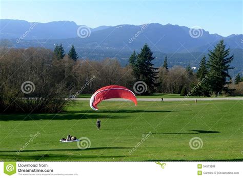Red Parachute On Burnaby Mountain Editorial Stock Photo Image Of Fall
