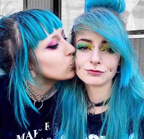 the blue haired emo couple strikes again happy halloween 🦇 r emogirls