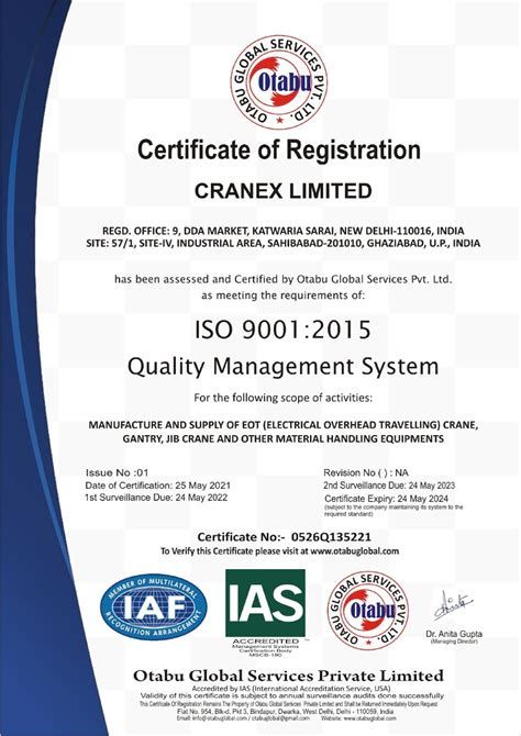 Cranex Limited Iso 9001 2015 Certification