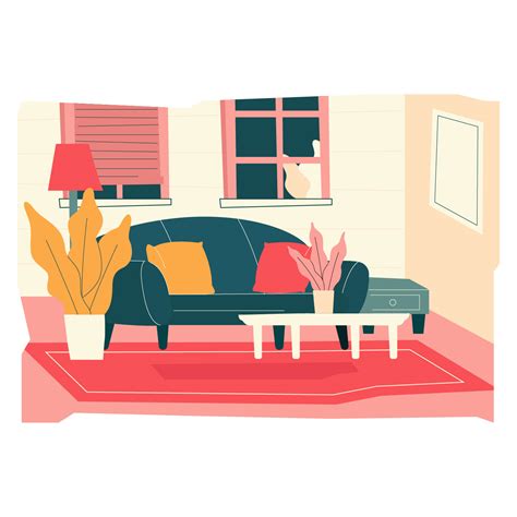 Cozy Living Room Vector Illustration 259443 Vector Art At Vecteezy