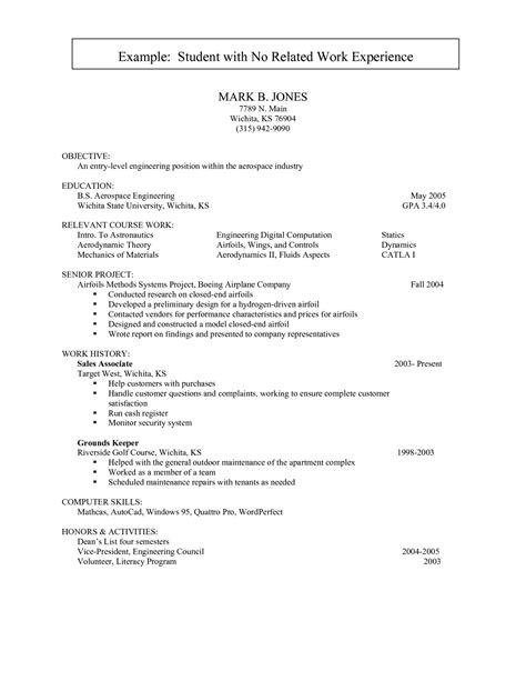 Writing A Resume With No Experience Example First Resume With No Work