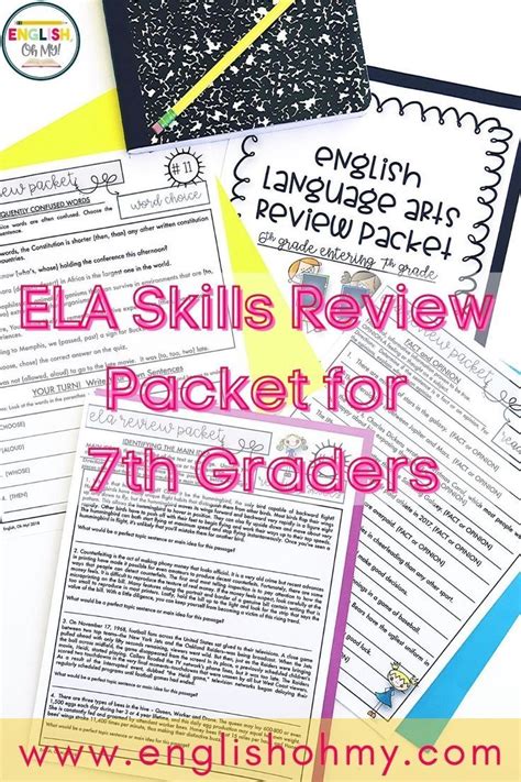 6th Grade English Review Packet Summer Packet End Of The Year Back