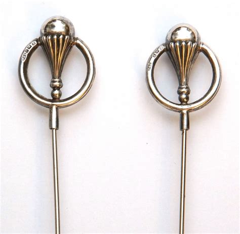 Pair Of Antique Charles Horner Style Sterling Silver Hat Pins