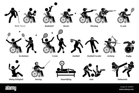 Disabled Indoor Sport And Games For Handicapped Athlete Stick Figures