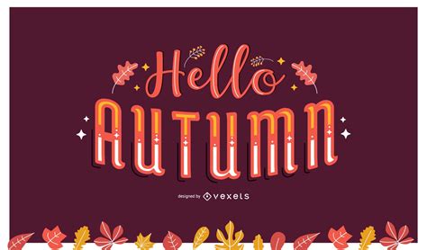 Hello Autumn Lettering Vector Download