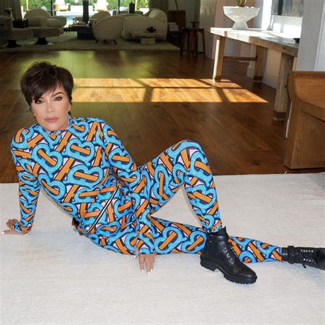 Kris Jenner Wearing Monogram Print Bodysuit And Matching Leggingswhat Stars Own What Stars Own