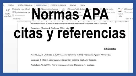 Word Citas Y Referencias Bibliogr Ficas Seg N Normas Apa Ltima