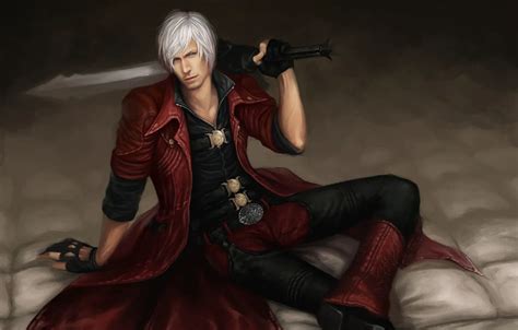 Обои пистолеты меч sword охотник Dante красный плащ Данте DMC 4