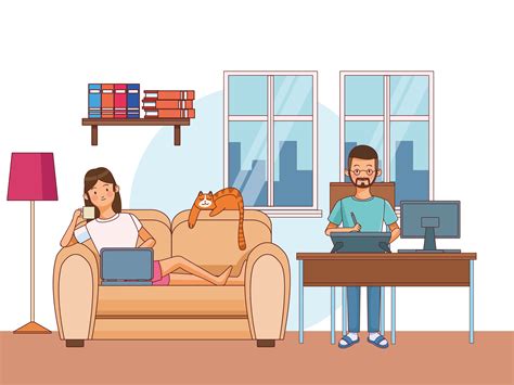 Man Working From Home Student Or Freelancer Download Free Vectors