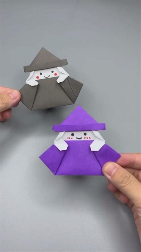 Cute Witch Origami For Halloween Video In 2020 Origami Art Paper