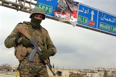 Syrian Arab Army Soldier On The M5 Highway In Maraat Al Numan Syria