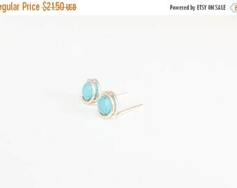 Items Similar To Turquoise Stud Earrings Sterling Silver Button Studs
