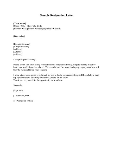 Letter Of Resignation Header Sample Resignation Letter