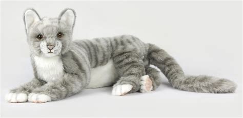 Soft Toy Grey Tabby Cat By Hansa 37cml 7198 Lincrafts