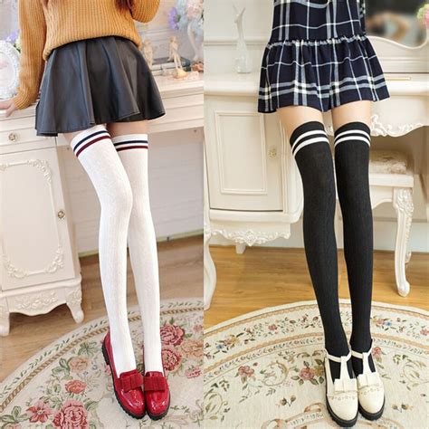 Quality And Comfort Womens Over The Knee Thigh High Socks Stockings Student Kawaii Japanese Sock