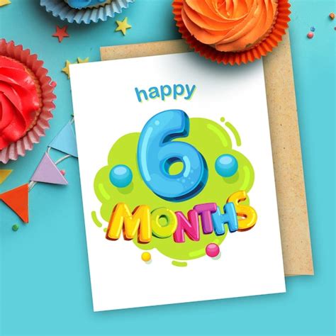 Happy 6 Month Birthday Card Etsy