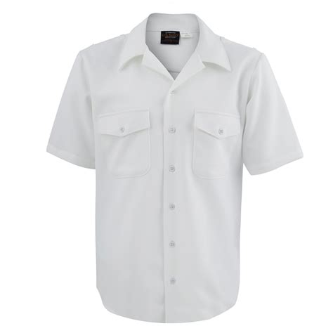Mens Summer White Officer Short Sleeve Shirt Classic Fit Summer