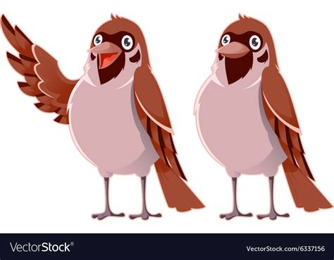 Happy Cartoon Sparrows Royalty Free Vector Image