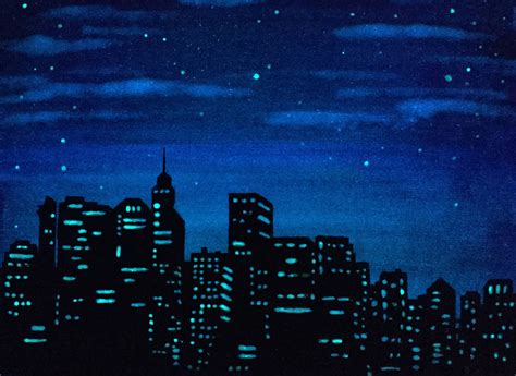 Newyork Cityscape Glow In The Dark City Skyline Sillouette Etsy