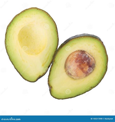 Green Ripe Avocado Isolated On The White Background Stock Photo Image