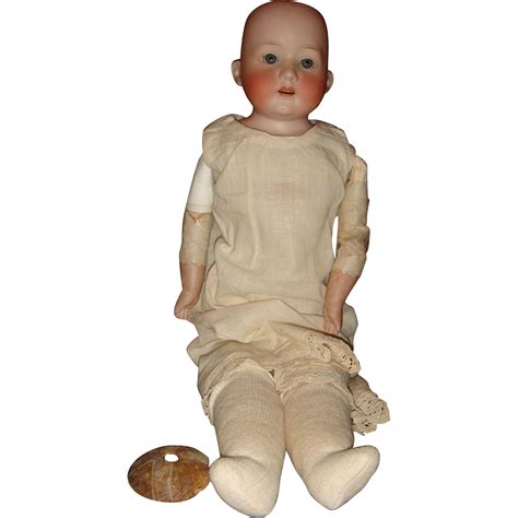 Antique Germany A M 975 Bisque Kid Leather 21 Doll With Cork Pate