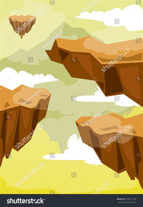 Cliff Sky Background Brown Cliff Mountain Stock Vector Royalty Free