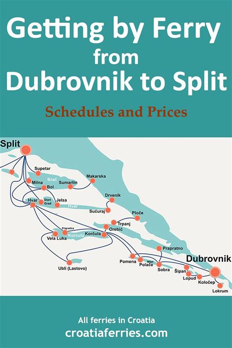 Ferry Routes That Connect Dubrovnik With Split In Croatia Timetables