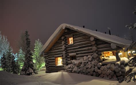 44 Log Cabin In Snow Wallpapers Wallpapersafari