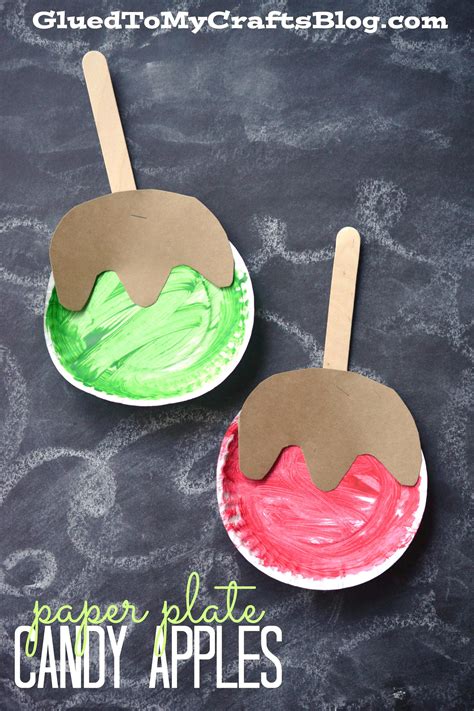 Paper Plate Candy Apples Fall Themed Kid Craft Idea Preschool