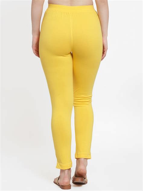 Buy Online Yellow Solid Legging From Capris And Leggings For Women By Tag