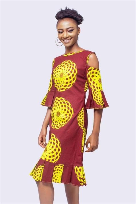 African Print Cold Shoulder Dress Ankara Dress African Etsy African