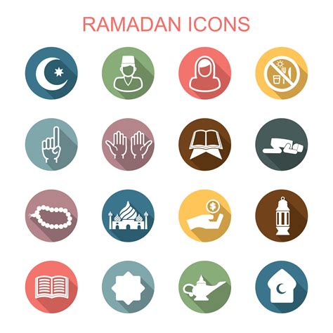 Ramadan Long Shadow Icons 650191 Vector Art At Vecteezy