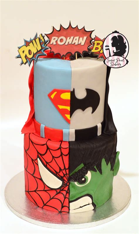Marvel Vs D C Birthday Cake Spider Man Hulk Batman Superman Avengers Theme Birthday Avengers