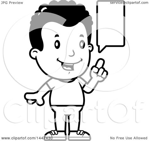 Clipart Of A Retro Black And White African American Boy Talking